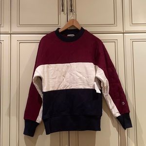 tricolor champion crew neck sweater!